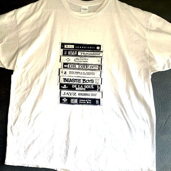 Vintage Hip Hop Cassette Tape Shirt 2XL Hip Hop Shirt 90’s Dr.Dre Jay-Z N.W.A. - Picture 1 of 5